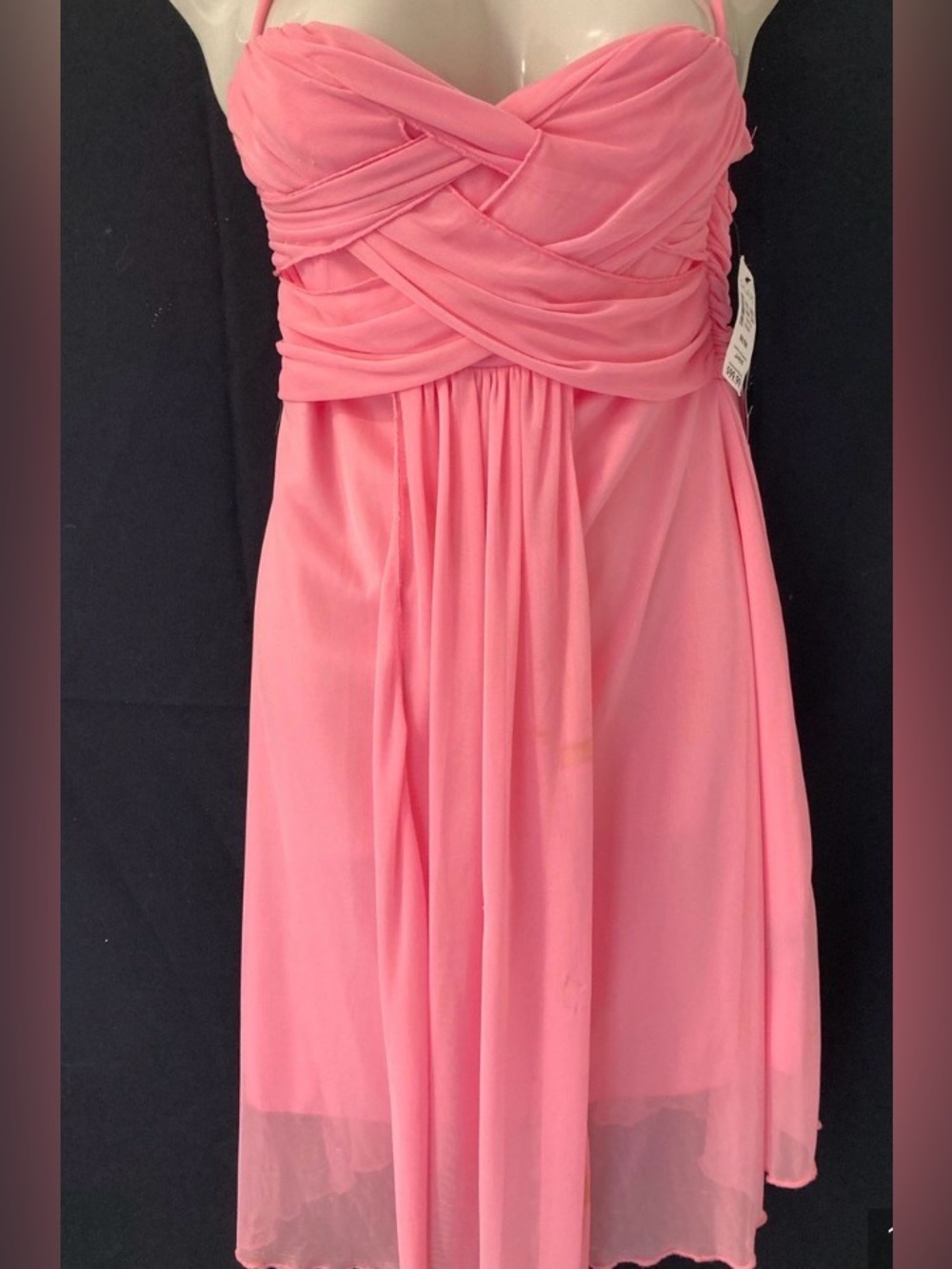 G.L.A.M. Pink Ruched Mesh Midi Dress NWT Size M Formal Party
